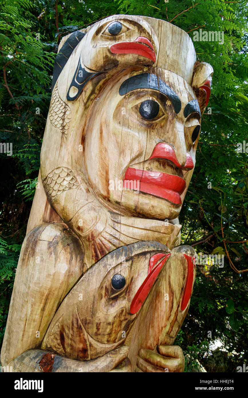 The famous Squamish Nation Totem (story) Poles at Capilano Suspension