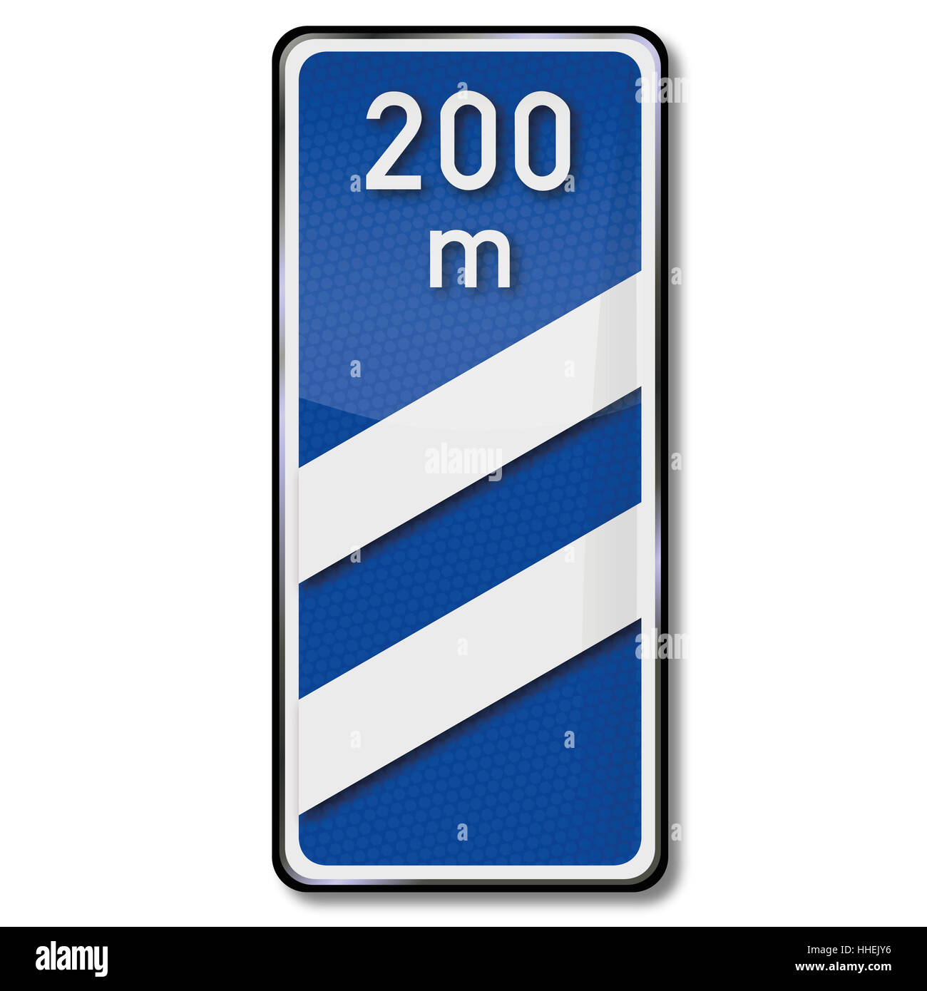traffic sign bark 200 meters Stock Photo