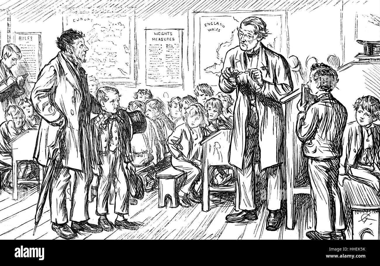 Illustration depicting an early 19th Century classroom. Dated 19th
