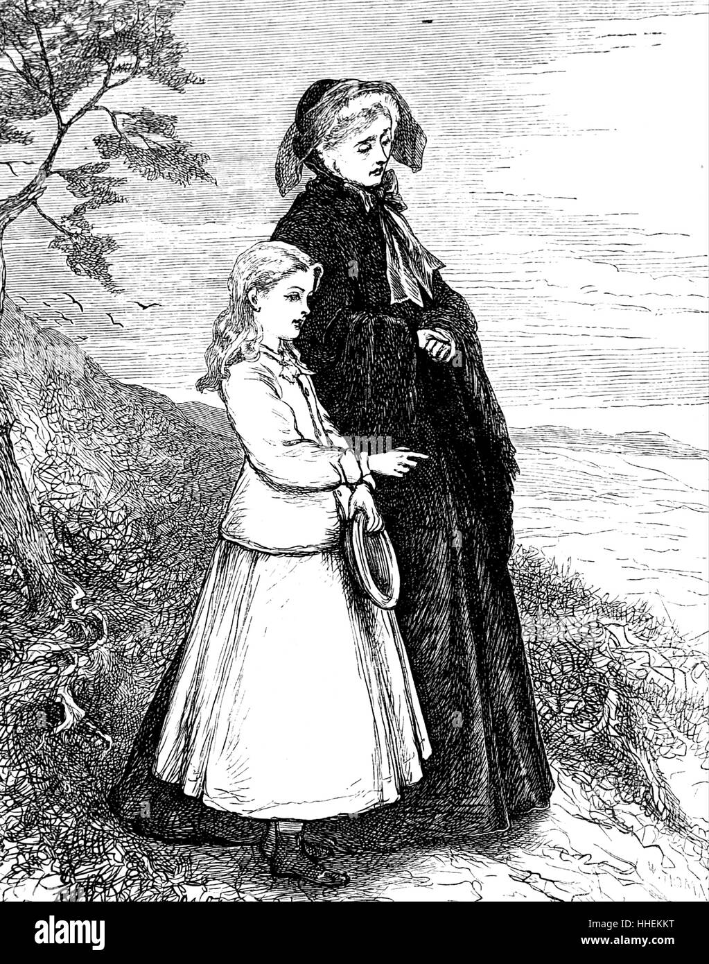 Illustration depicting an aunt spending quality time with her niece.  Illustrated by Mary Ellen Edwards (1838-1934) an English artist and  prolific illustrator of children's books. Dated 19th Century Stock Photo -  Alamy