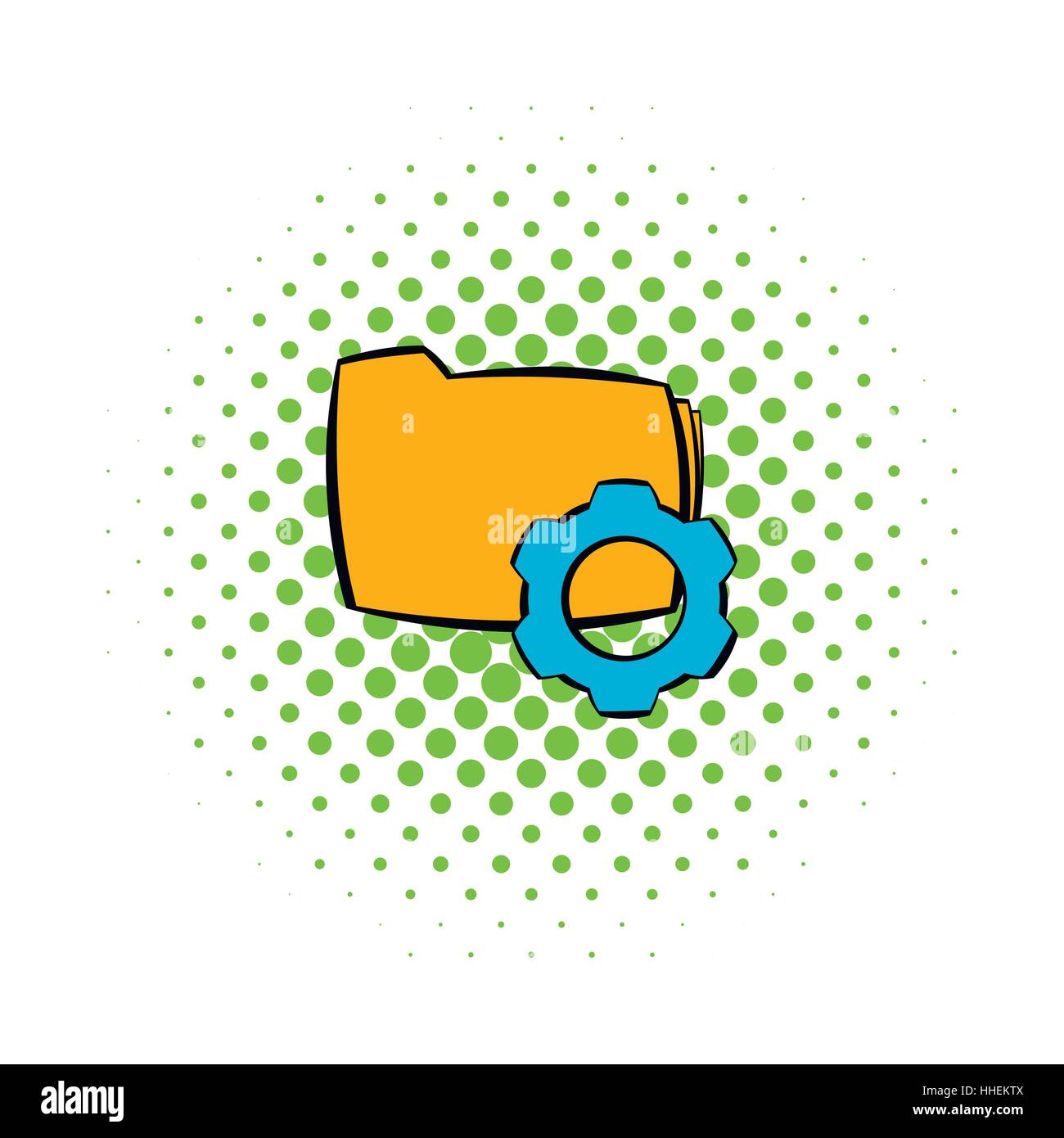 Folder with gear wheel icon, comics style Stock Vector Image & Art Alamy