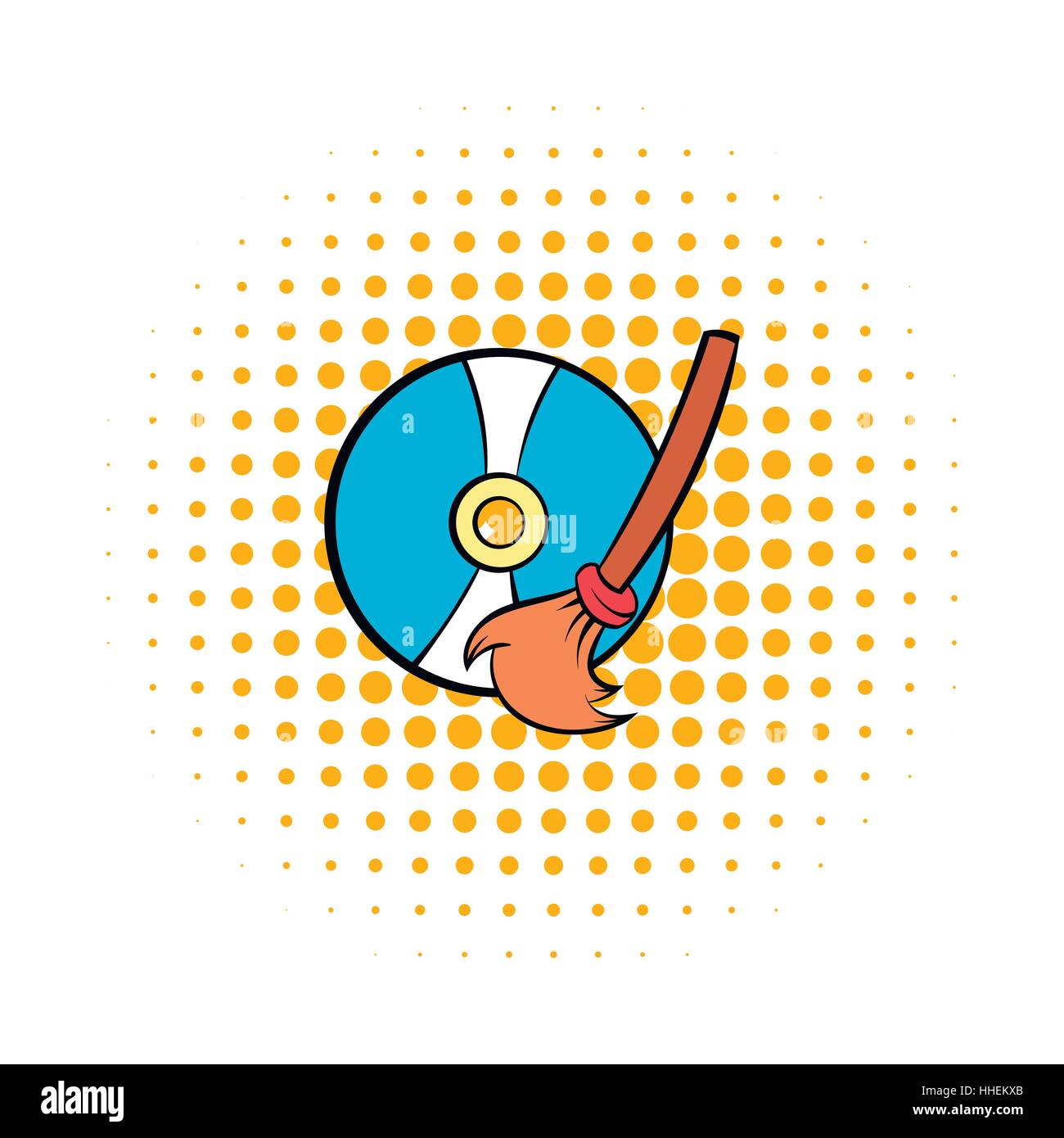 Clean up hard drive icon, comics style Stock Vector