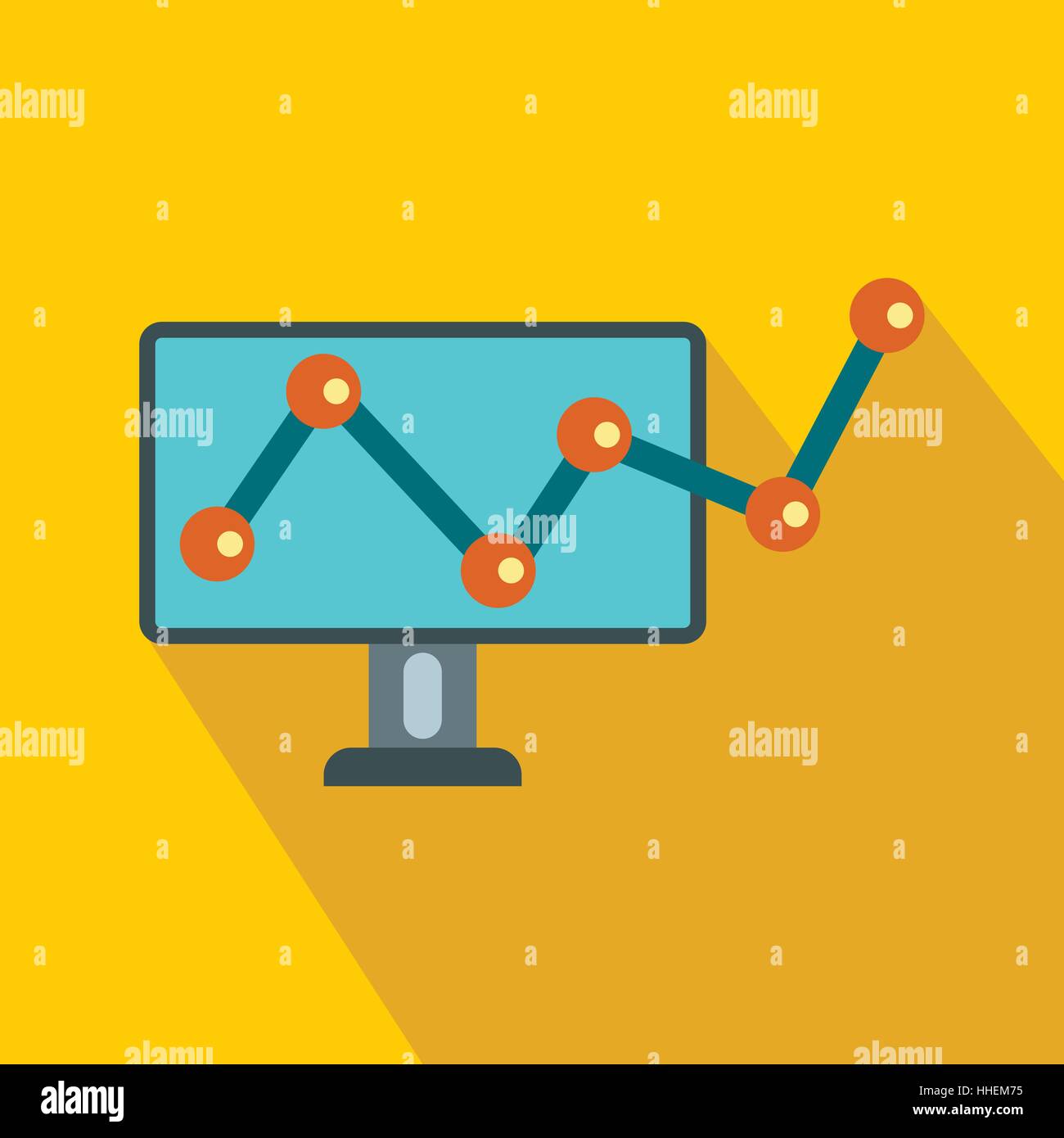 Growing bar graph on the screen of computer icon Stock Vector Image ...