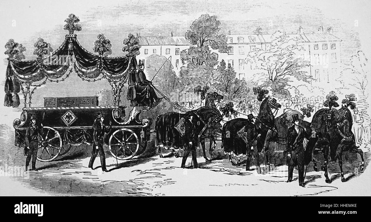 Illustration depicting the funeral procession of Daniel O'Connell (1775-1847) an Irish political figure. Dated 19th Century Stock Photo