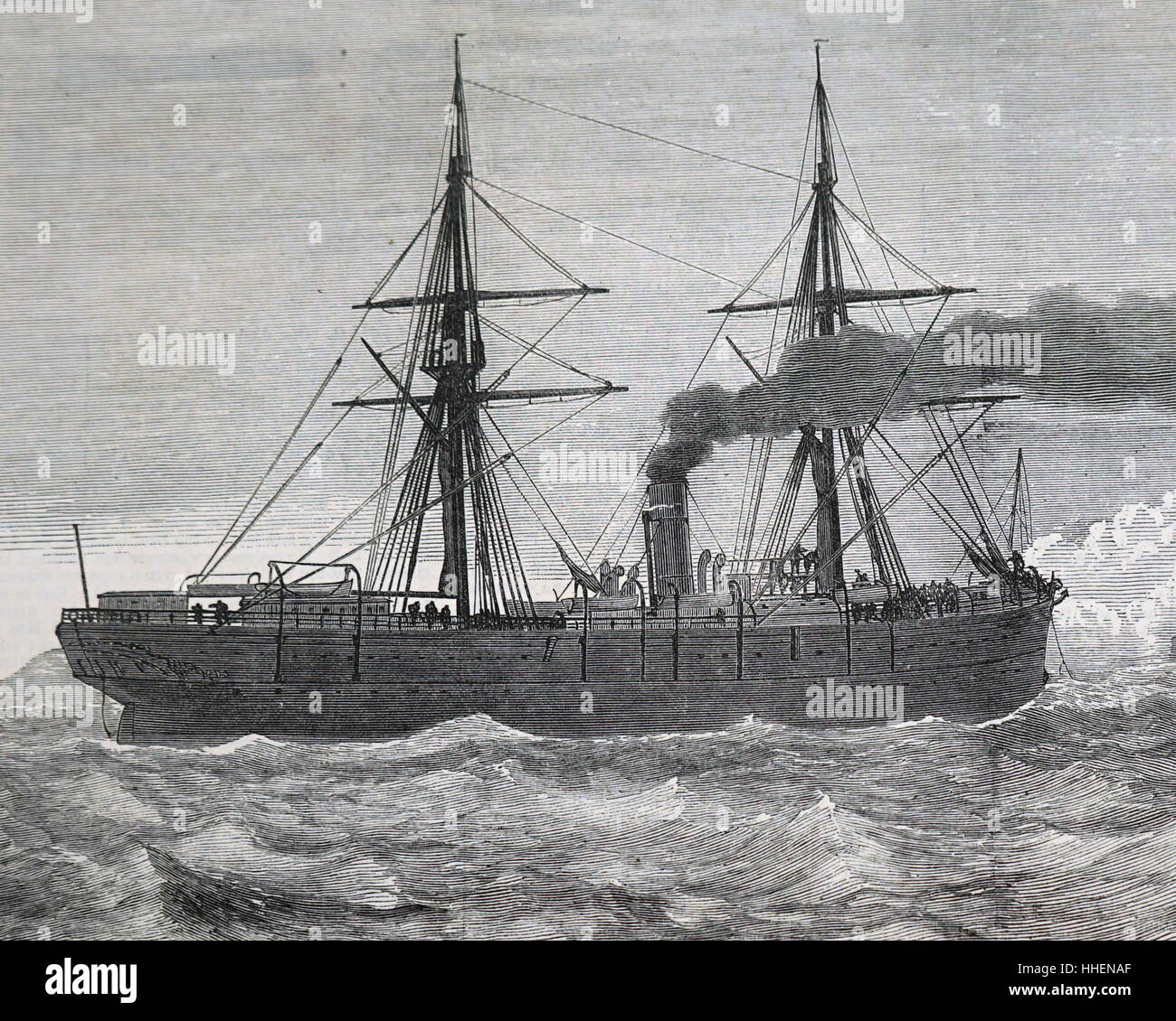 Illustration depicting a steam-boat collision in Dover. Dated 19th Century Stock Photo