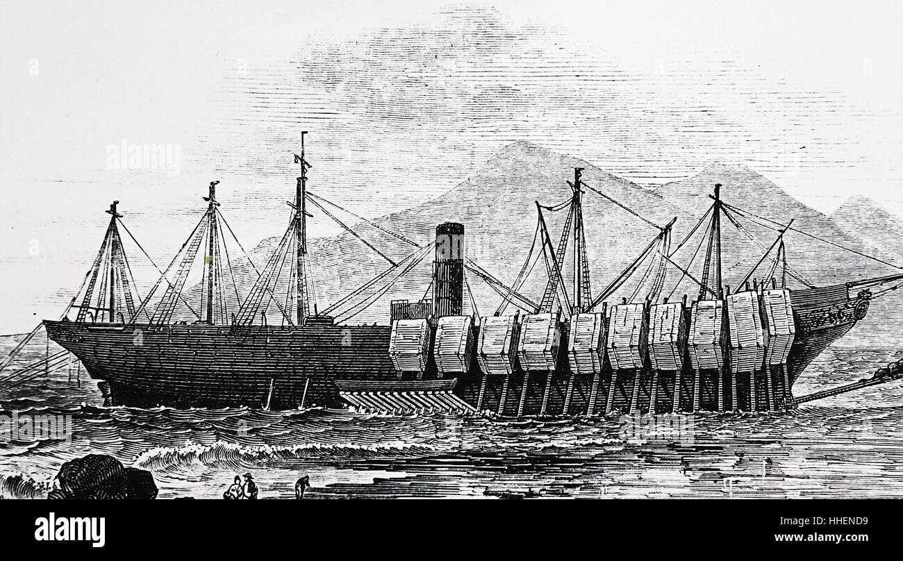 Illustration depicting the steamer 'The Great Britain', the first screw