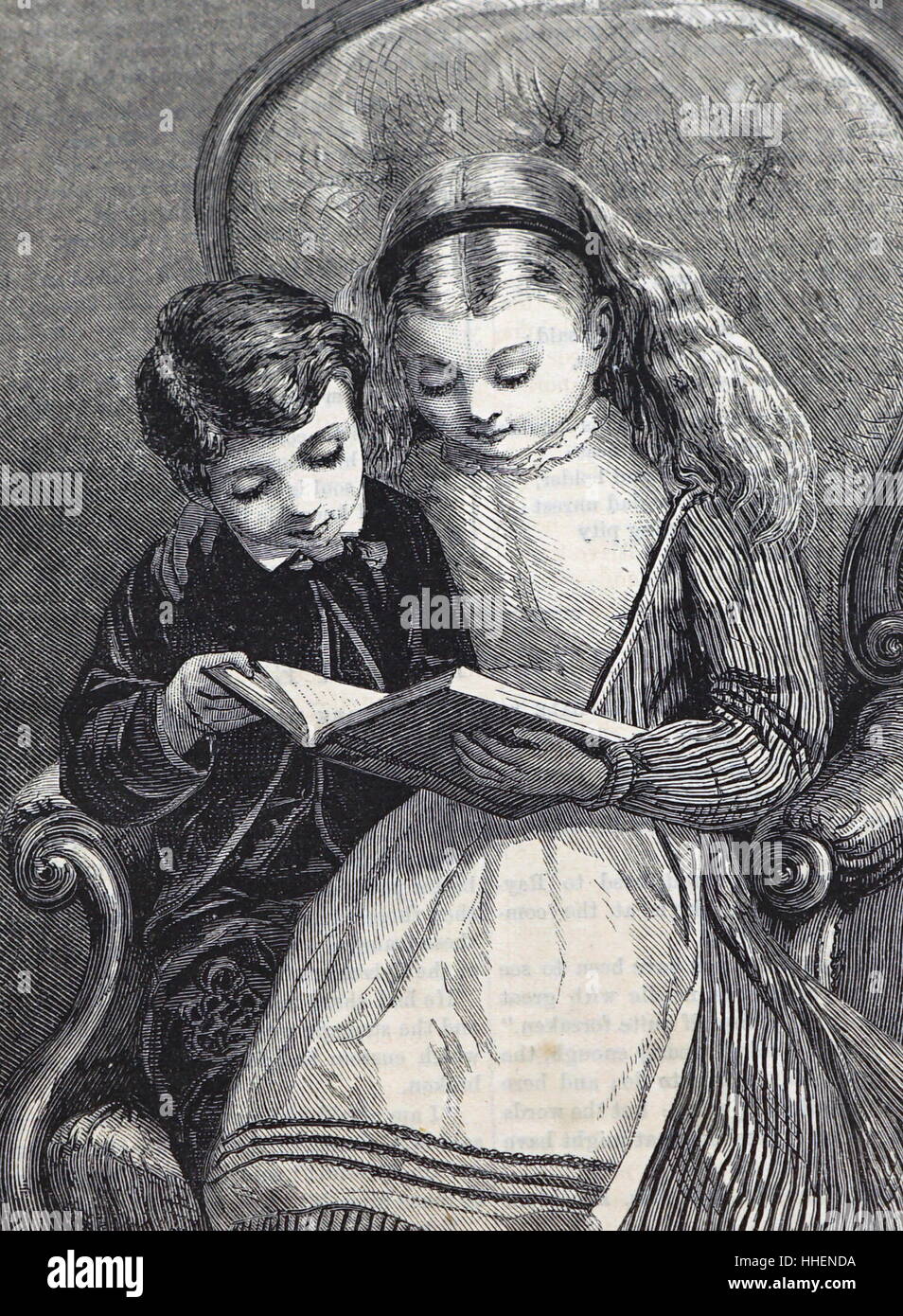 Illustration depicting a brother and sister living together. Illustrated by William Luson Thomas (1830-1900) an English wood-engraver and founder of various British newspapers. Dated 19th Century Stock Photo