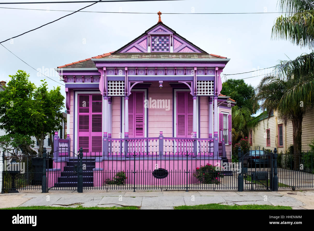 Colorful old house in the Marigny neighborhood in the city of New Orleans, Louisiana. Stock Photo