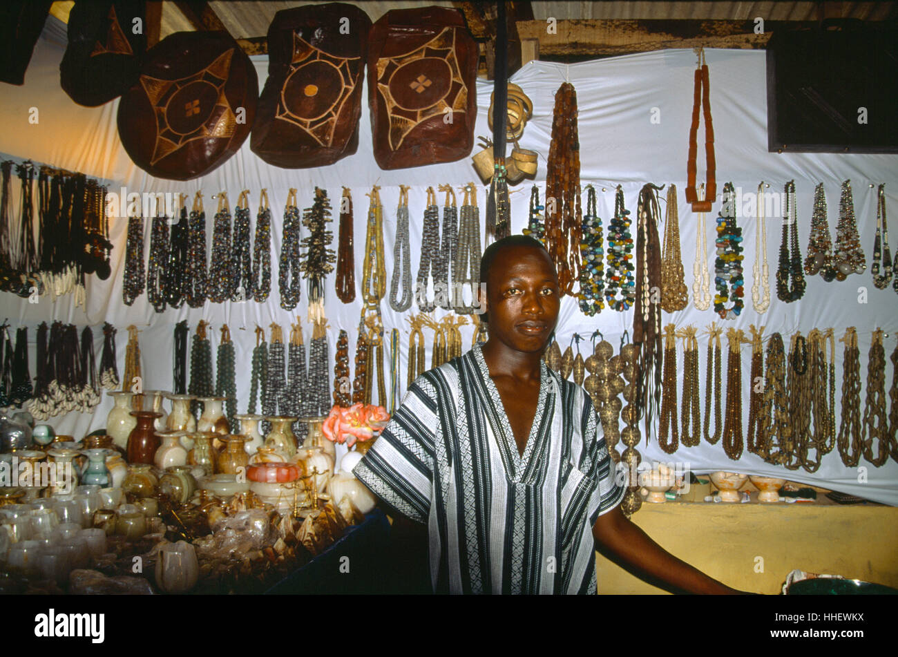 Lagos Nigeria Lekki Market Stall Selling Beads And Crafts Stock Photo