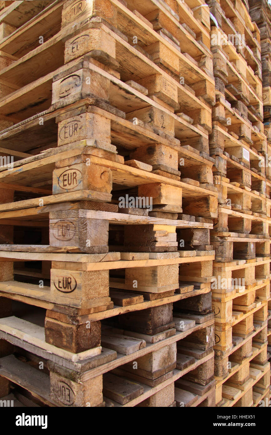 stacked pallets Stock Photo