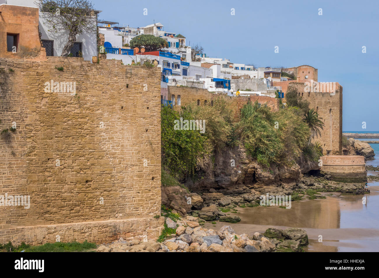 The Outside Walls Of The Kasbah of Oudayas Rabat Morocco Stock Photo