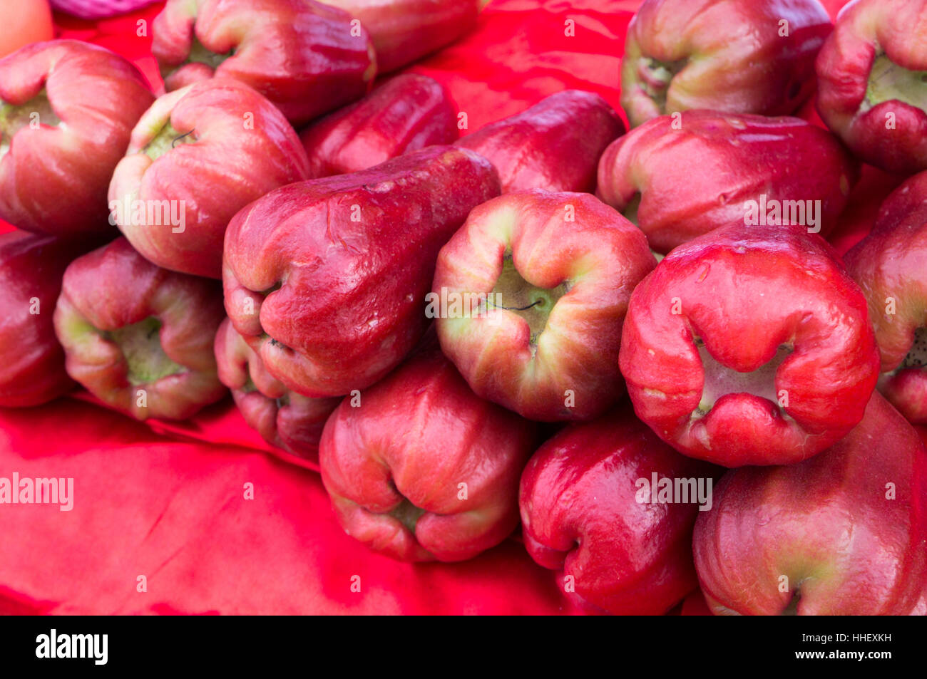 The tropical fruit wax apples on the open market Stock Photo
