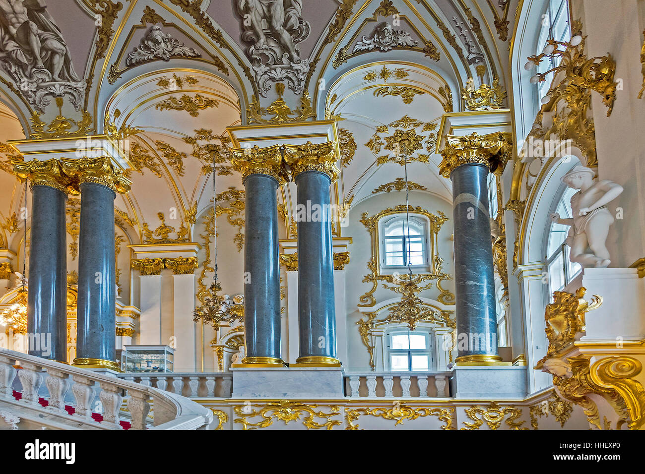 The Main Staircase The Winter Palace St. Petersburg Russia Stock Photo