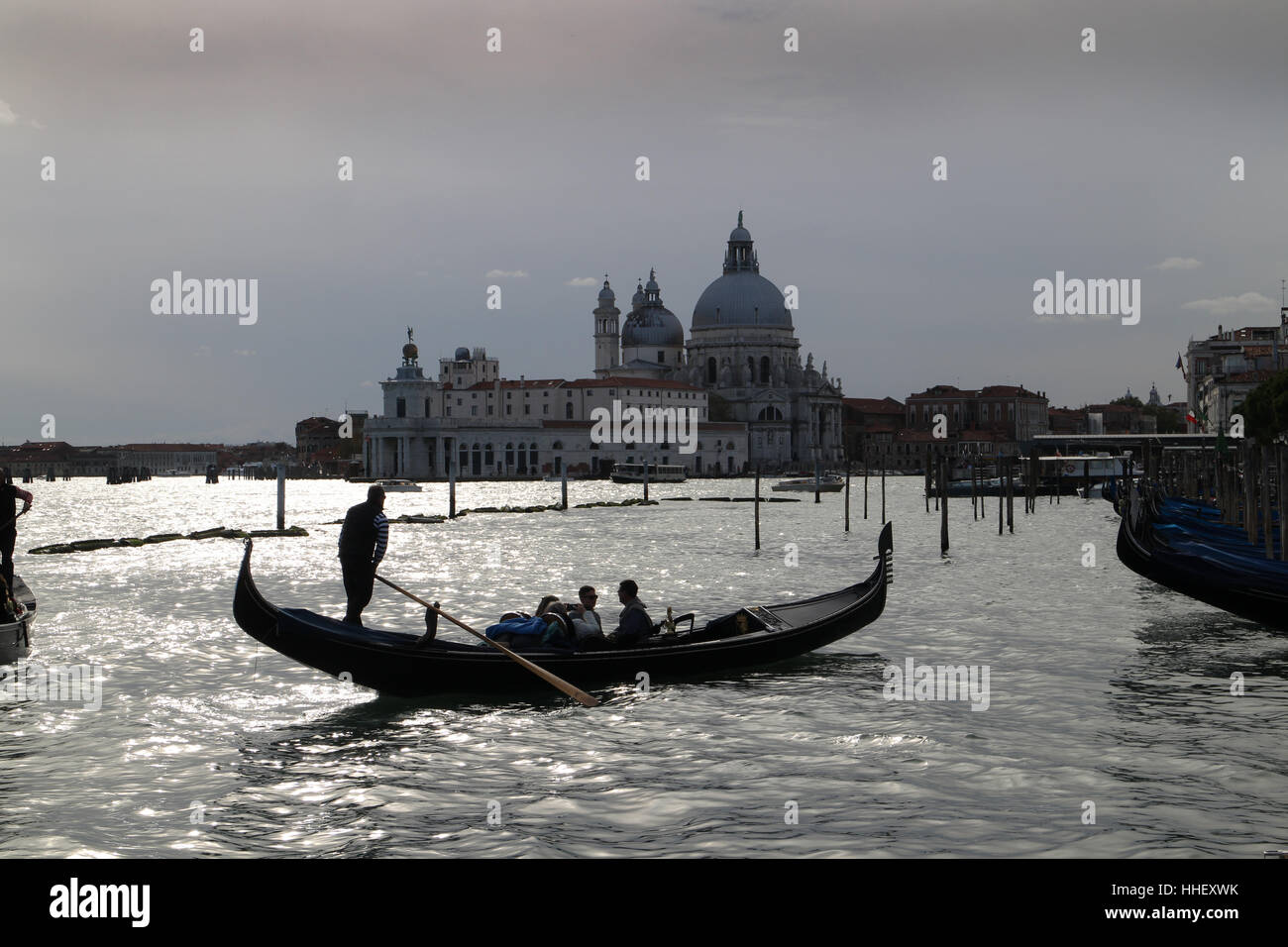 Basilica Di Santa Maria Della Salute Gondola ride Venice Italy Stock Photo