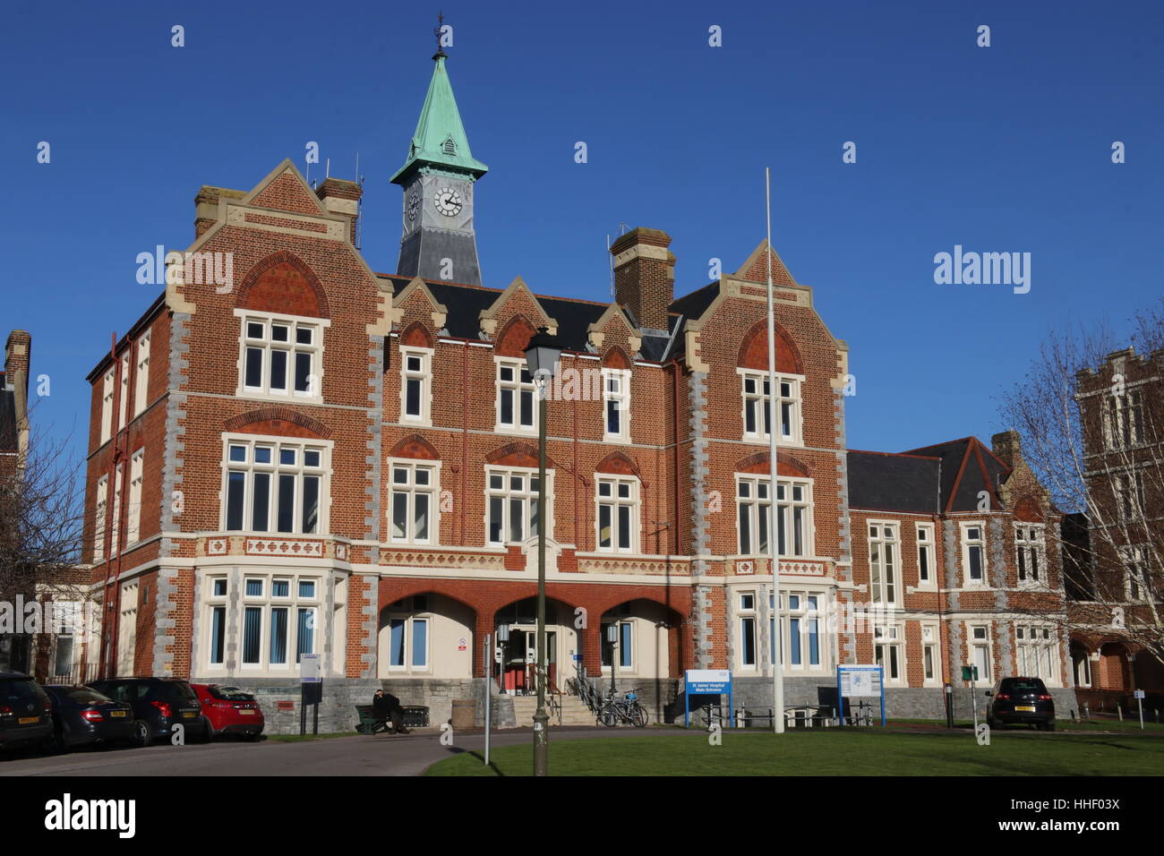 ST James hospital with its clock tower in Portsmouth, england Stock