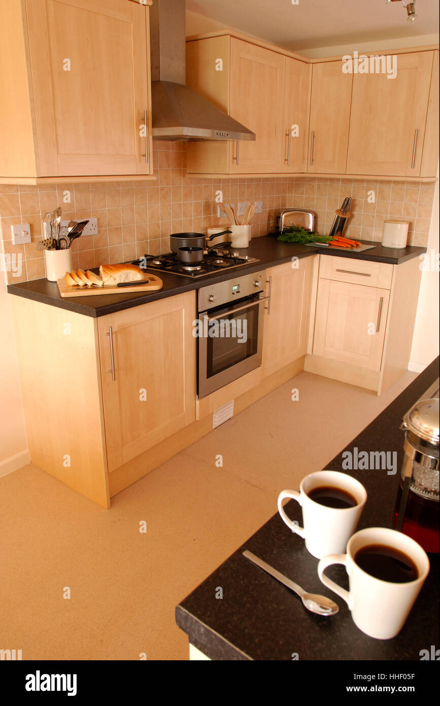 mugs in kitchen set up Stock Photo 