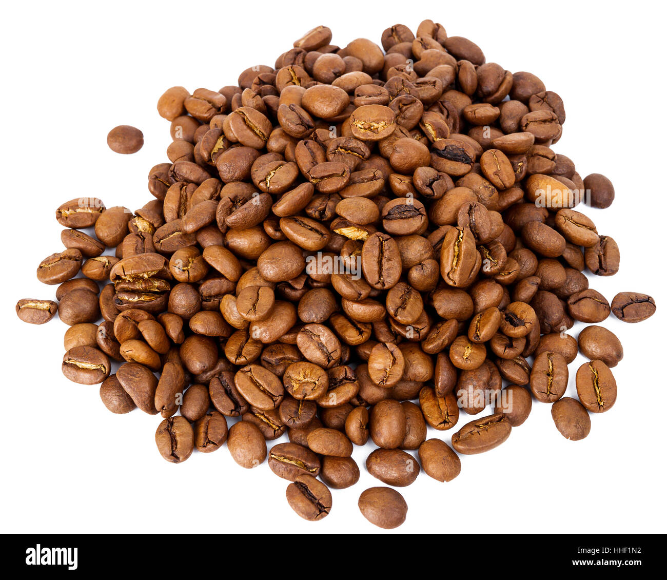 Pile of roasted coffee beans isolated in white background Stock Photo ...