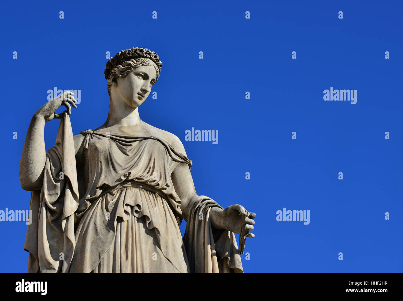 Ancient Roman or Greek goddess marble statue (with copy space) Stock Photo