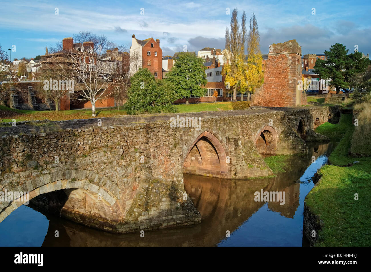 UK,Devon,Exeter,Medieval Exe Bridge Stock Photo