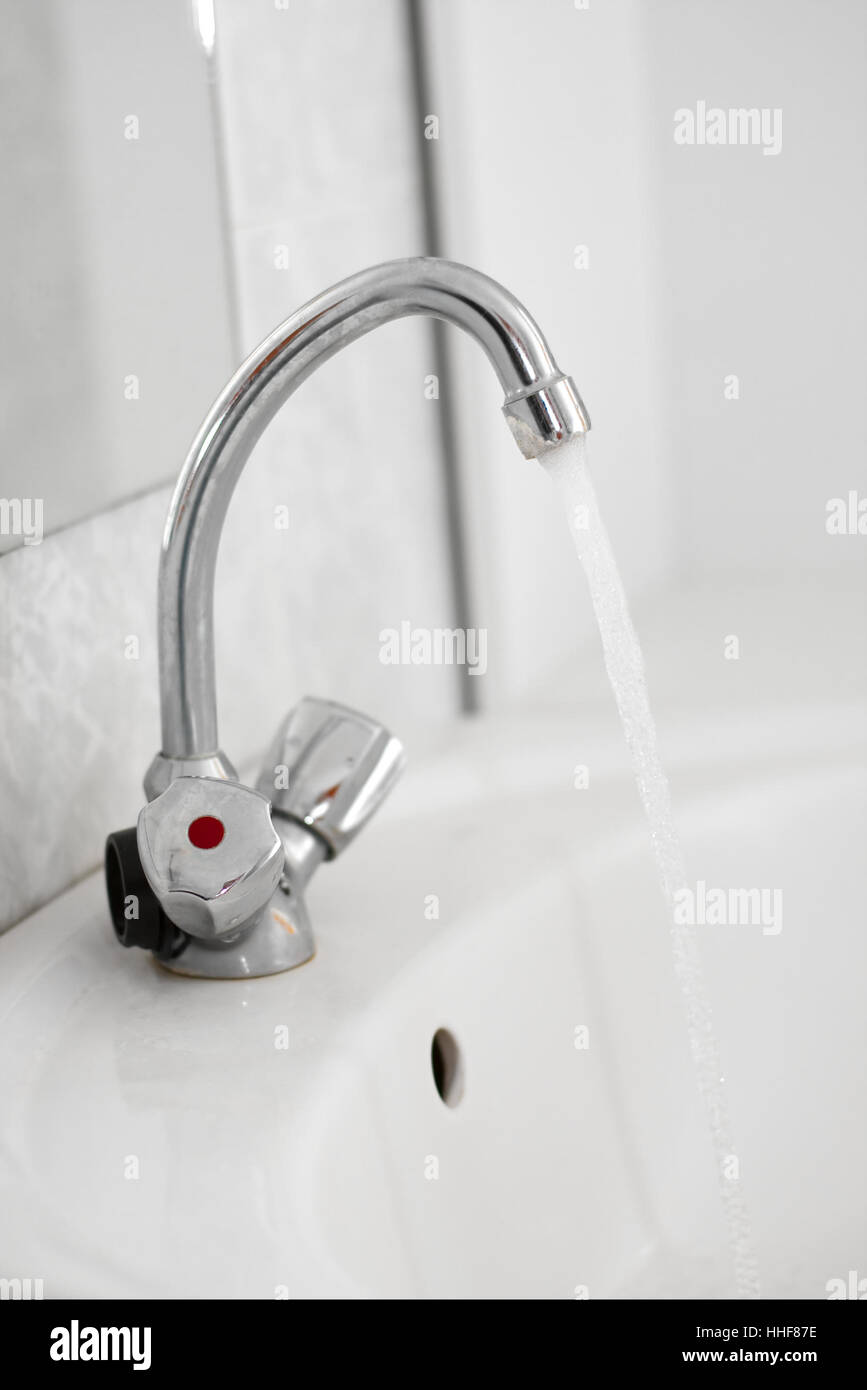 basin, tap, waste, bathroom, squandering, white, pelvis, water, save