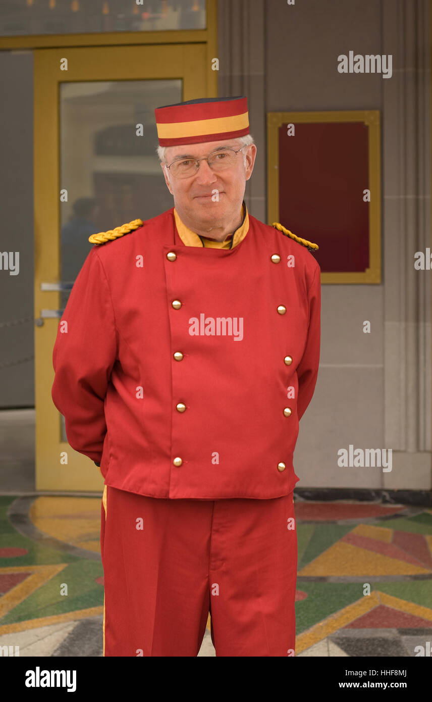 uniform, theatre, playhouse, theather, theater, standing, cinema, guide