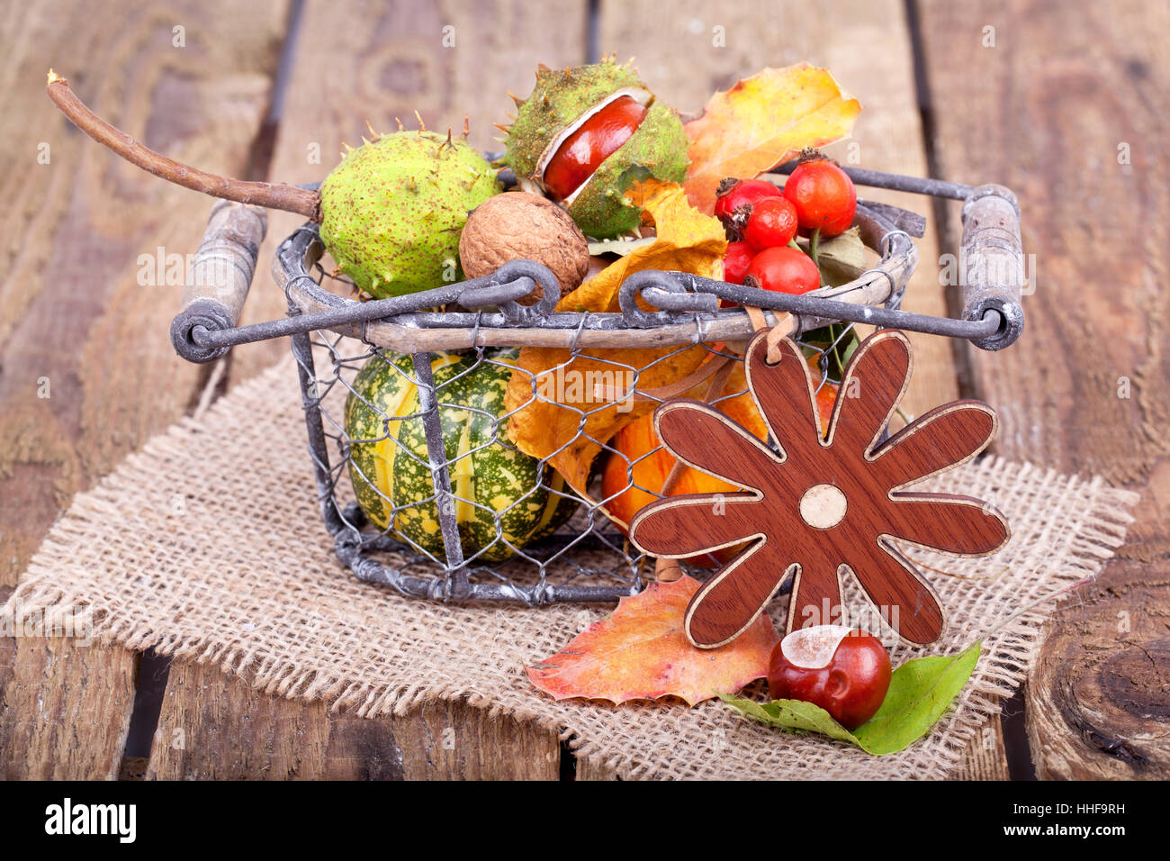 basket with autumn things Stock Photo - Alamy