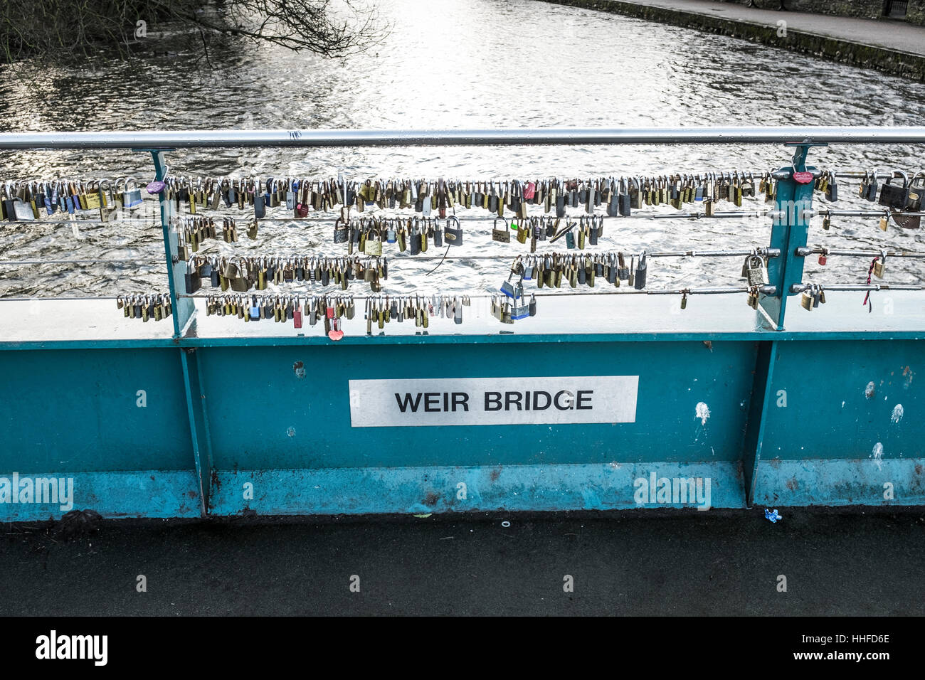 Padlocks attached to the cabling of the Weir Bridge over the River Wye