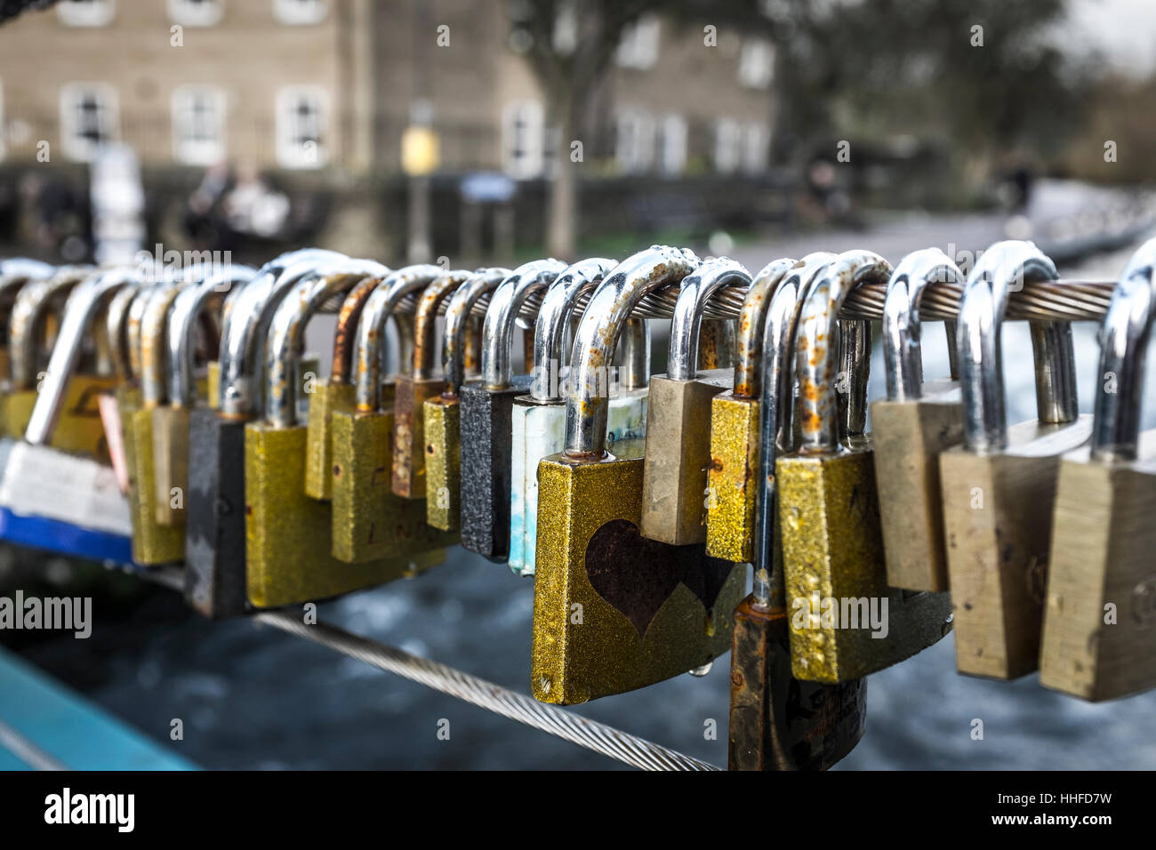 Padlocks attached to the cabling of the Weir Bridge over the River Wye