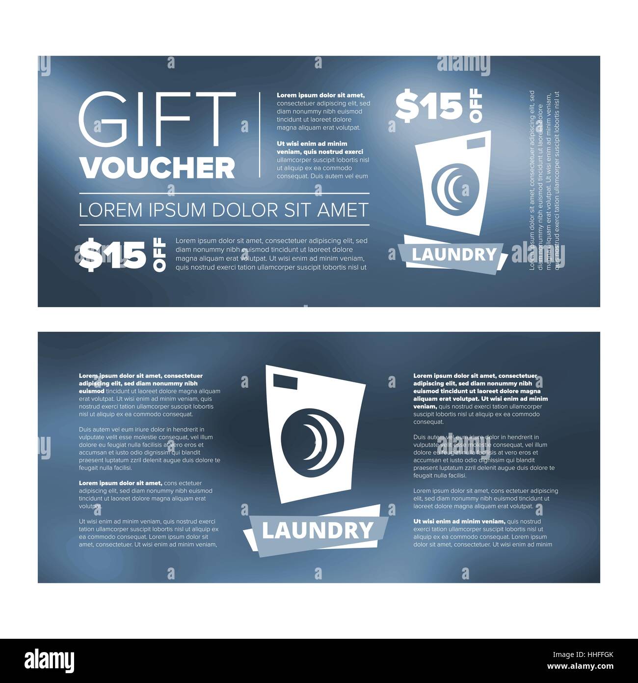 Gift voucher modern design for laundry service on blurred glass