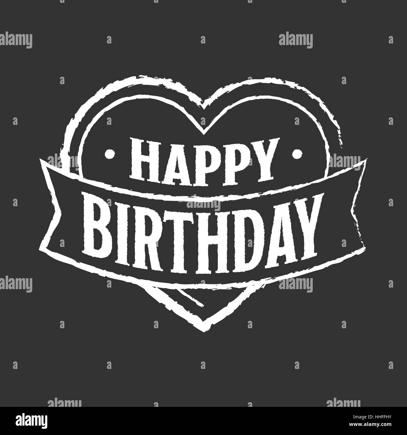 black Happy birthday badge with heart and ribbon Stock Vector Image