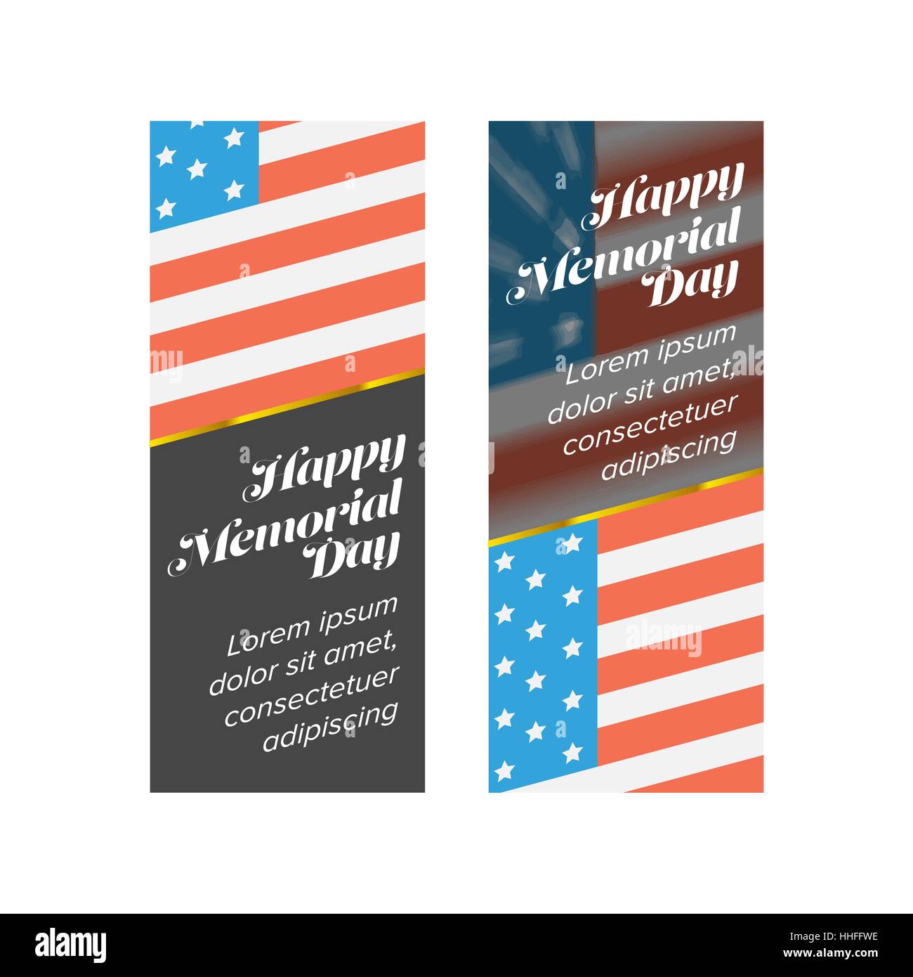 Vertical Memorial Day Banner With Usa Flag Background Stock Vector