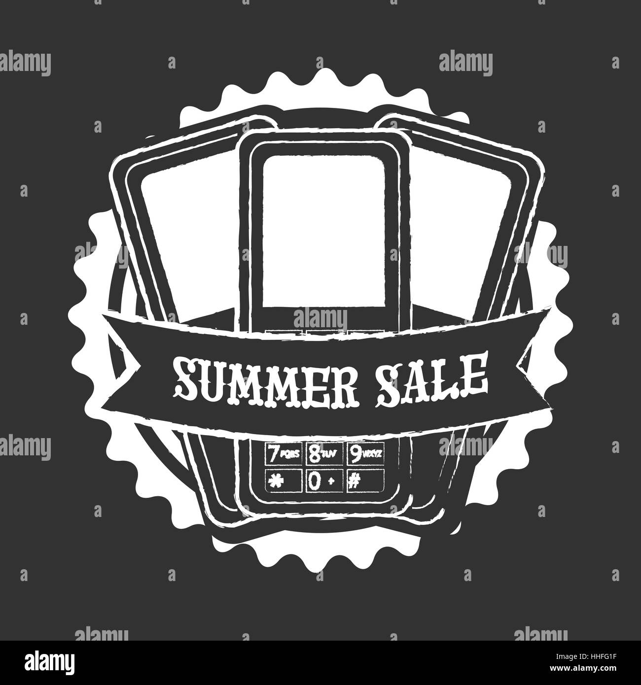 Mobile phone icon in vintage style on black background Stock Vector ...