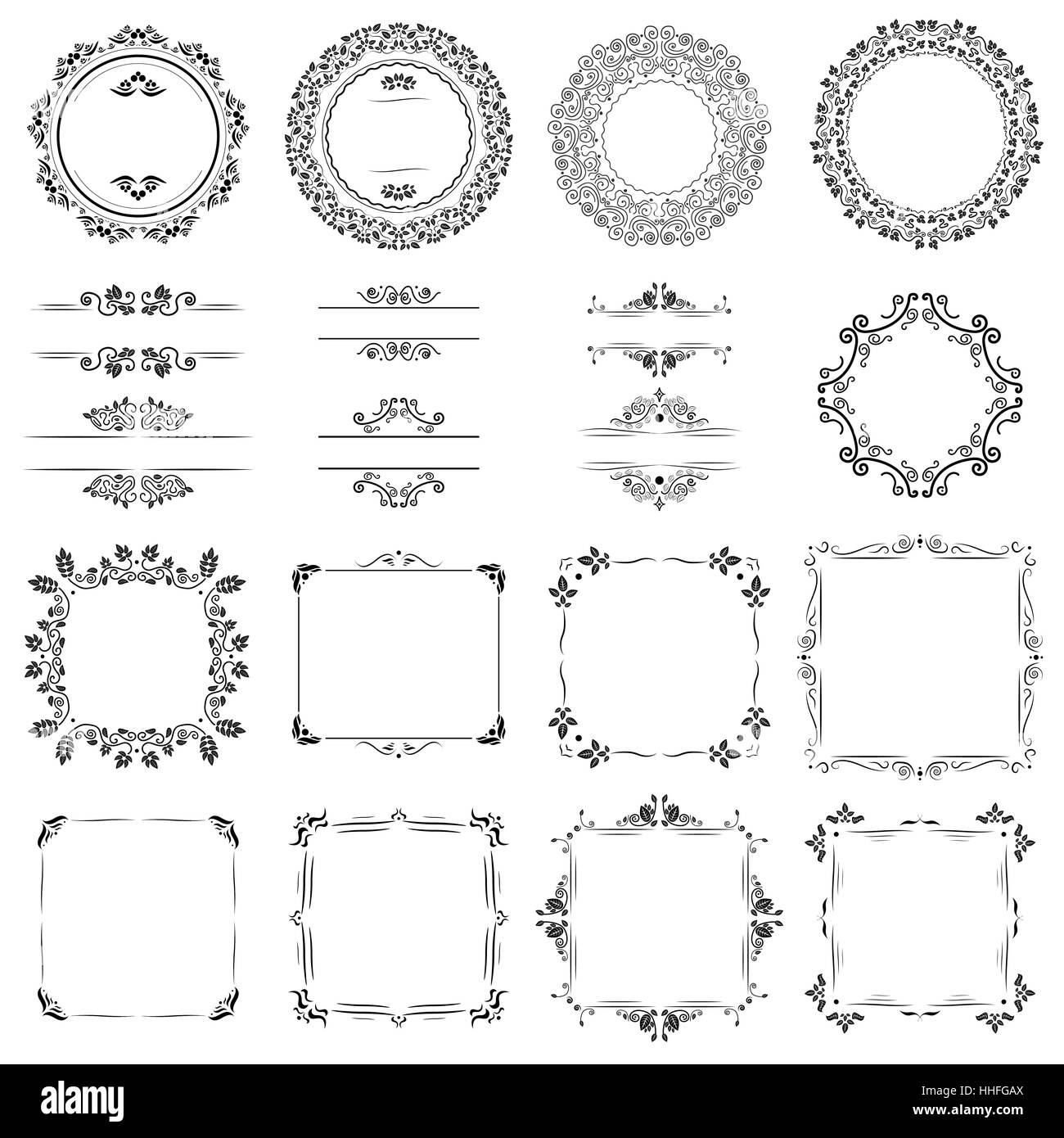 Decorative vintage frames set on white background Stock Vector Image ...