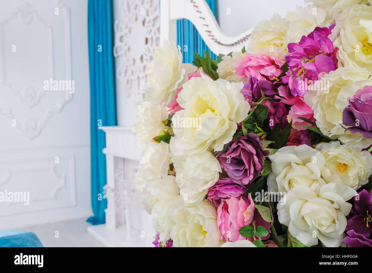 beautiful decoration of flowers in the interior Stock Photo