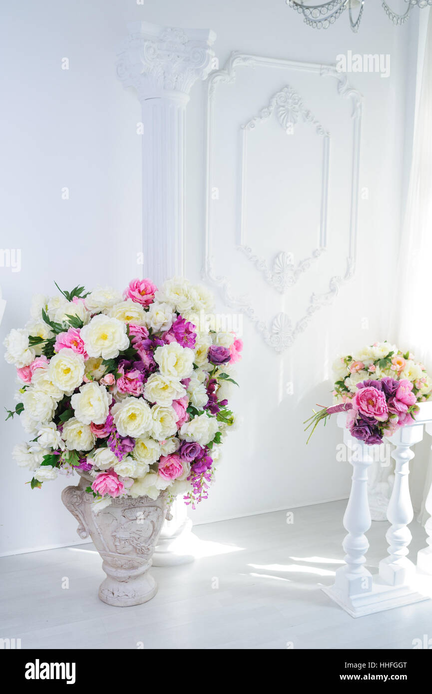 beautiful decoration of flowers in the interior Stock Photo
