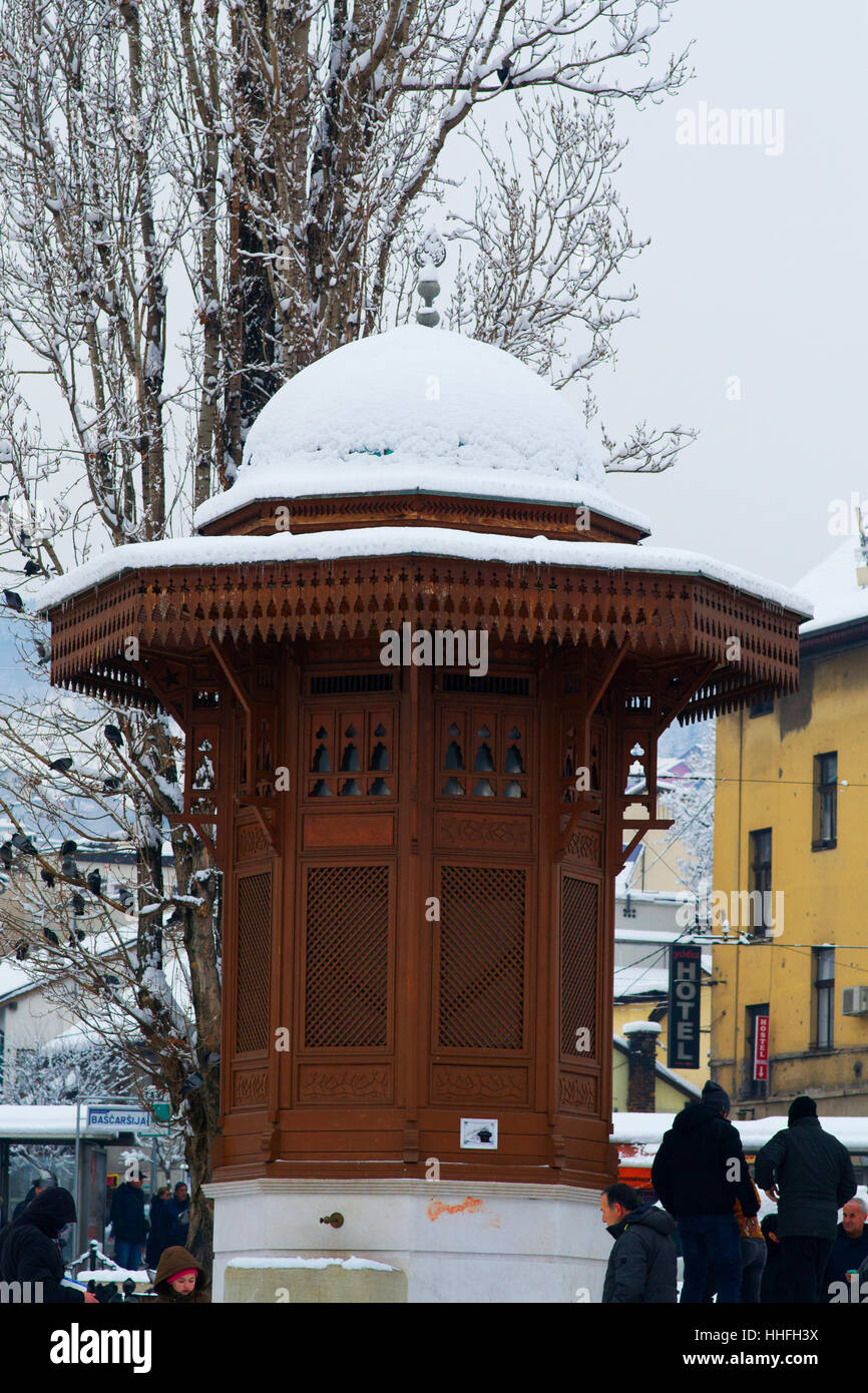 Symbol Of Sarajevo The Water Fountain Sebilj Stock Photo