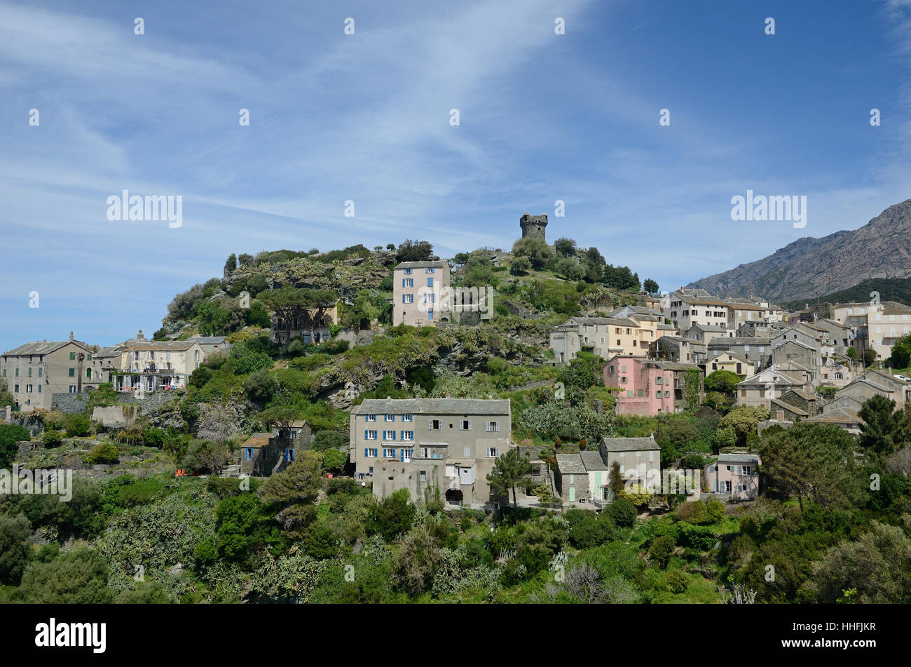 Corsican mountain village Nonza Stock Photo
