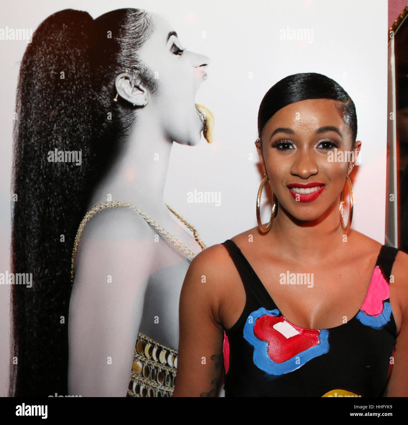 NEW YORK, NY - JANUARY 19, 2017 Cardi B attends her Gangsta Bitch Volume 2  Listening Party at The Black Lodge January 19, 2017 in New York City. Photo  Credit: Walik Goshorn / Mediapunch Stock Photo - Alamy
