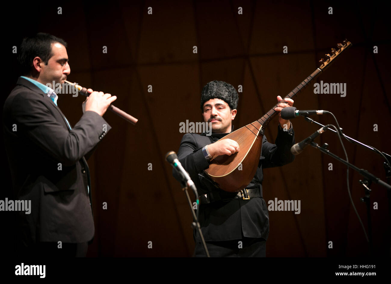 Tehran, Iran. 18th Jan, 2017. Members of an Iranian folk music band