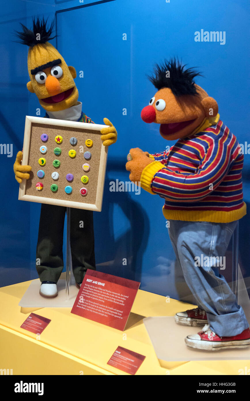 Atlanta, USA. 19th Jan, 2017. Bert and Ernie from Sesame Street are seen on display in the Jim Henson Collection at the Center for Puppetry Arts. Credit: Brian Cahn/ZUMA Wire/Alamy Live News Stock Photo