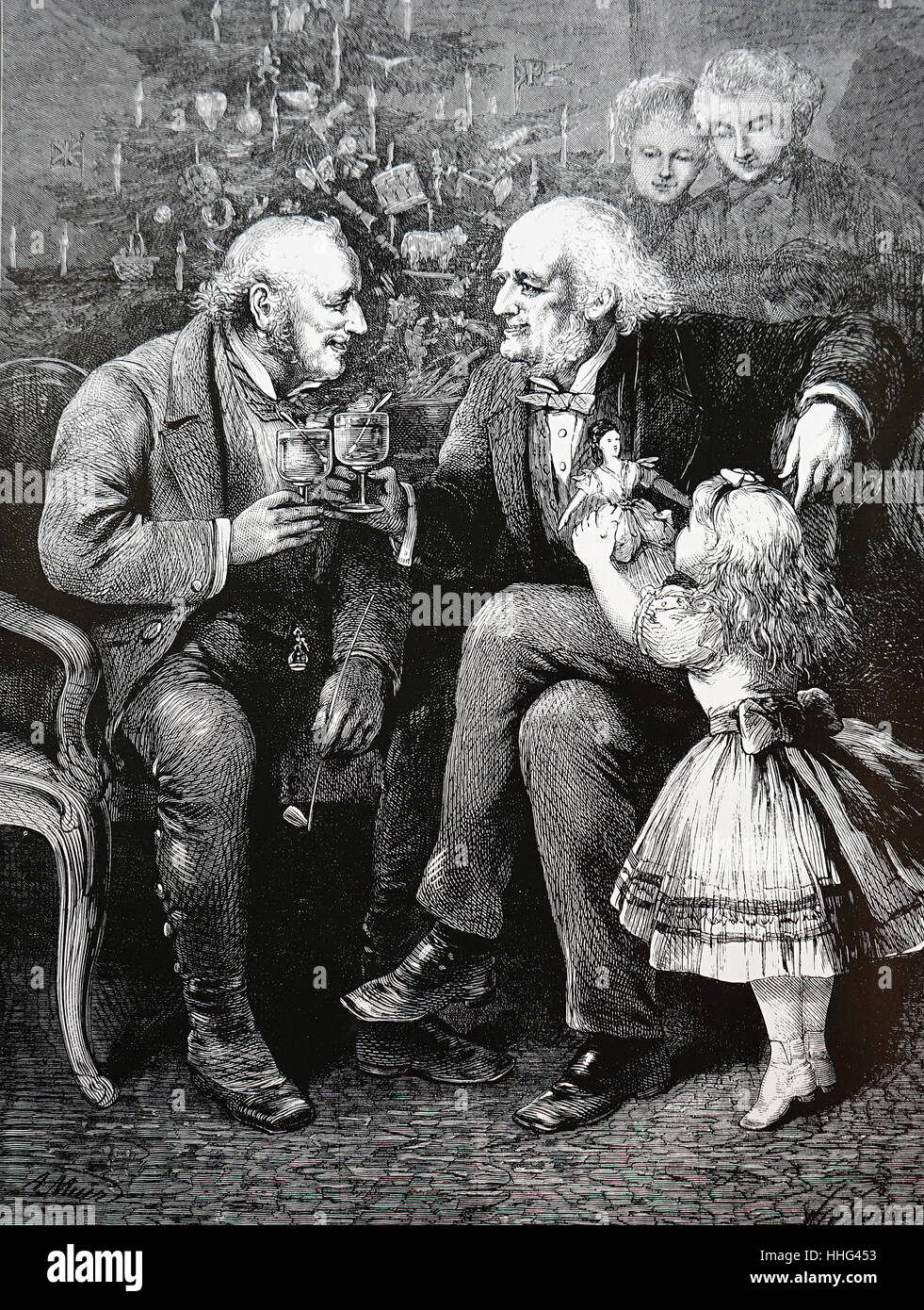 Old men exchanging a Christmas toast, England 1892 Stock Photo Alamy