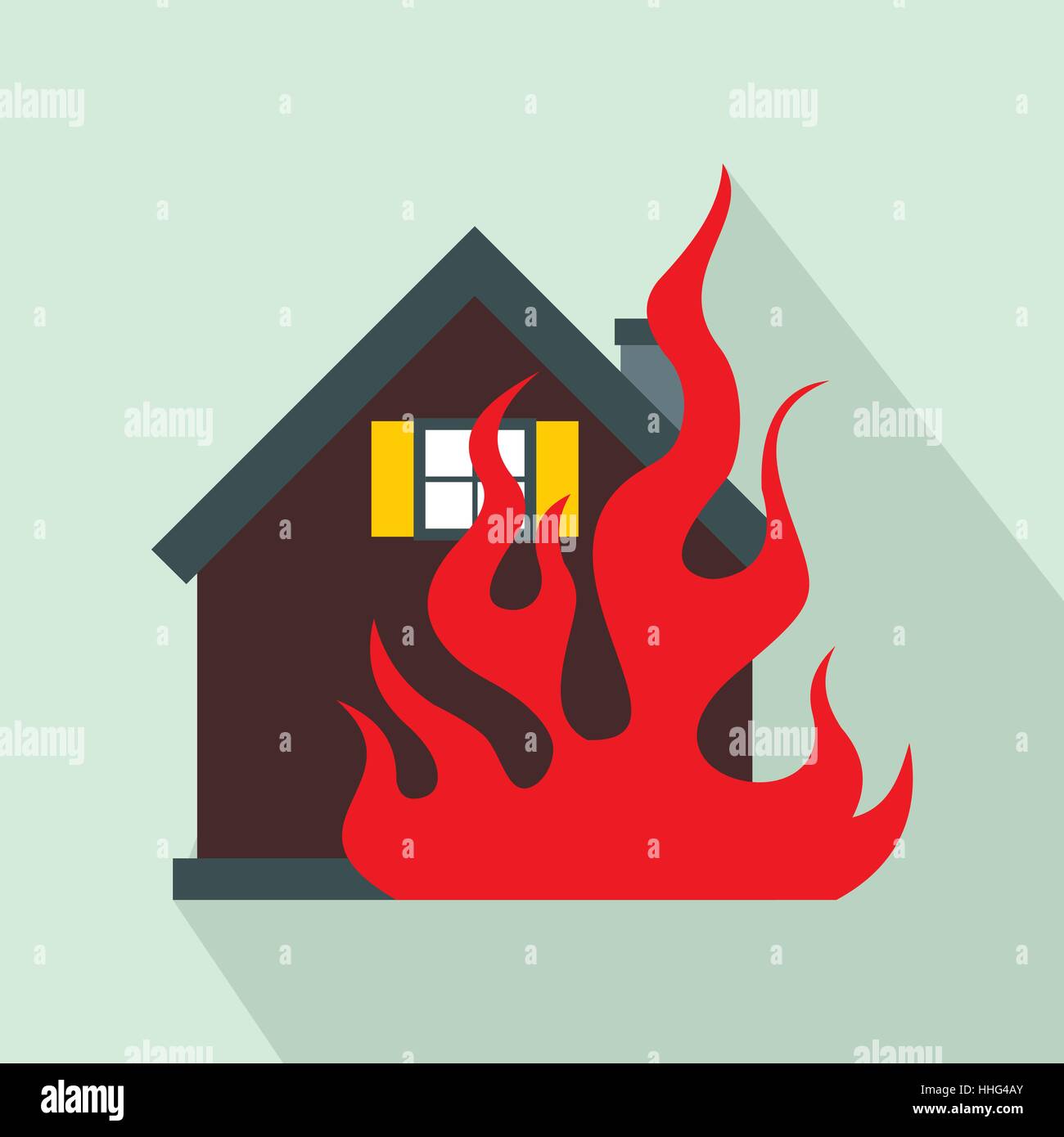 House on fire icon, flat style Stock Vector