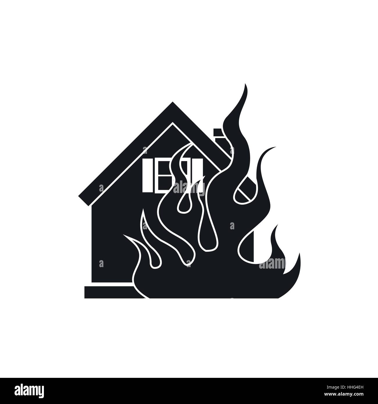 House on fire icon, simple style Stock Vector