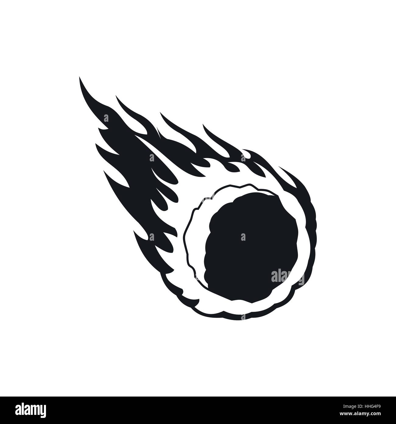 Falling meteor with long tail icon, simple style Stock Vector Image ...