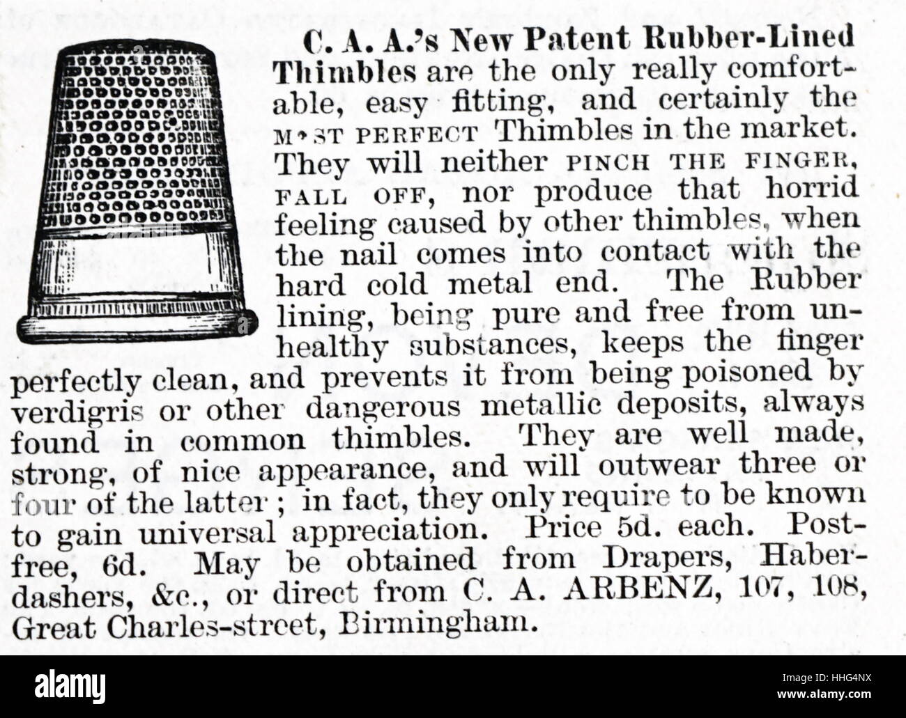 Rubber lined thimble 19th century hi-res stock photography and images ...