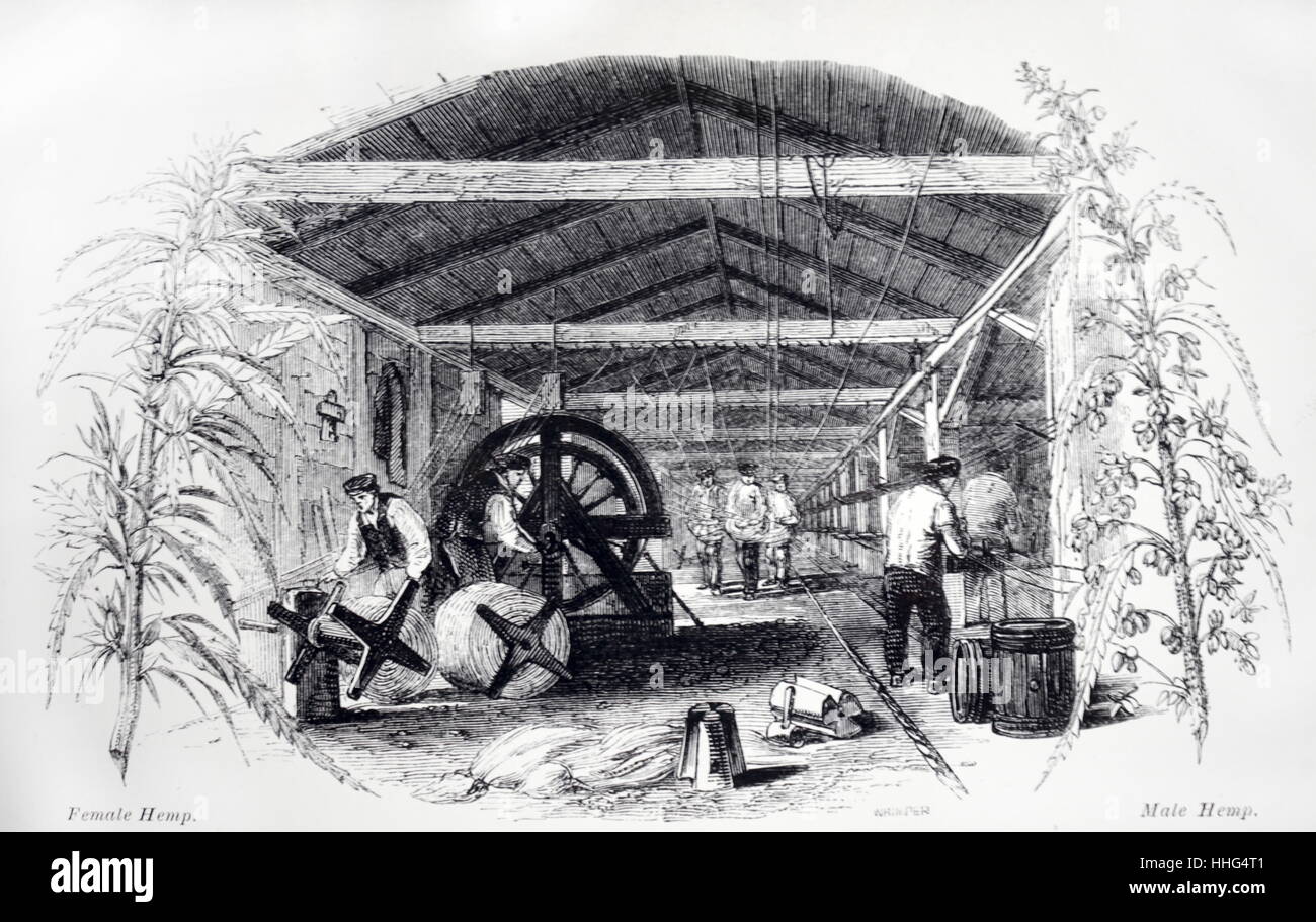 The manufacture of rope general view of the spinning walk, showing the