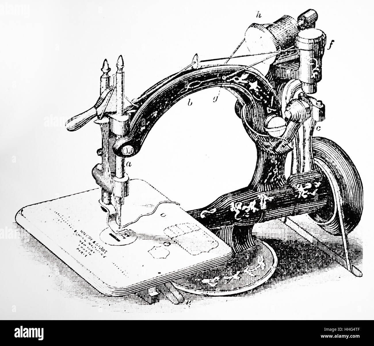 Wilcox & Gibbs sewing machine. London, dated 1880. Stock Photo