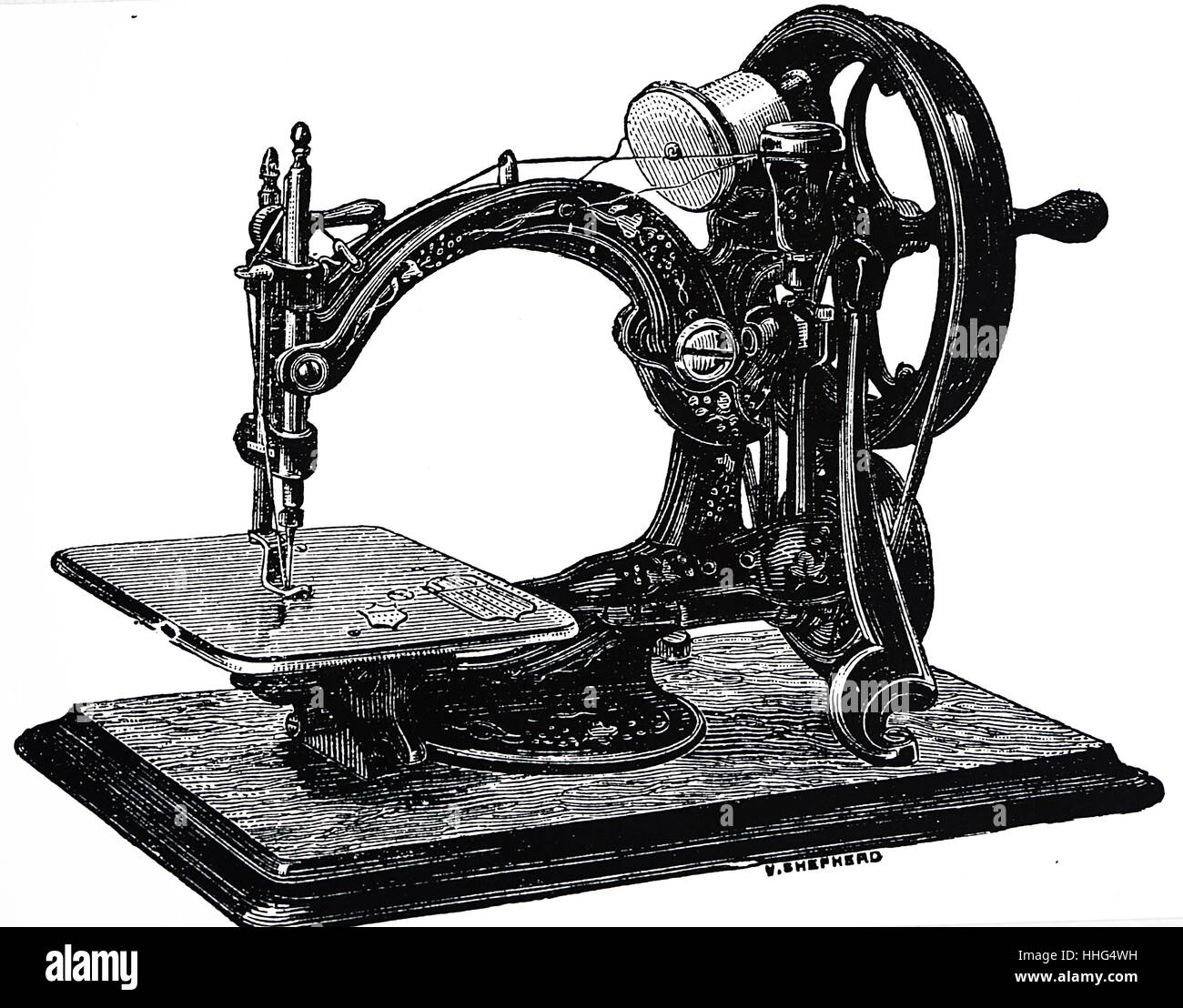 Advertisement for Wilcox & Gibbs sewing machines. Birmingham, dated the 15th January 1880 Stock Photo