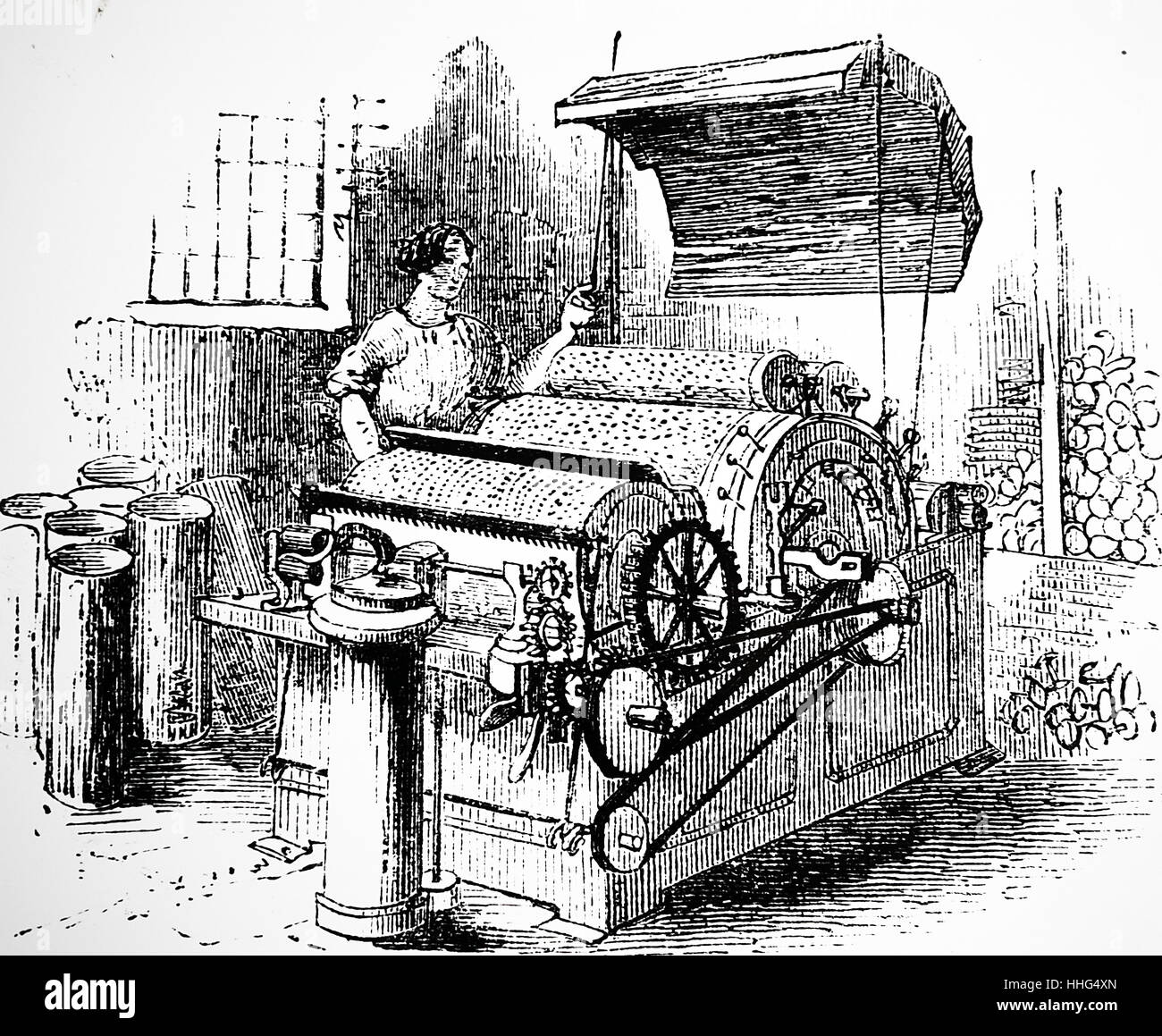 Cotton carding engine this machine brushed and separated the cotton