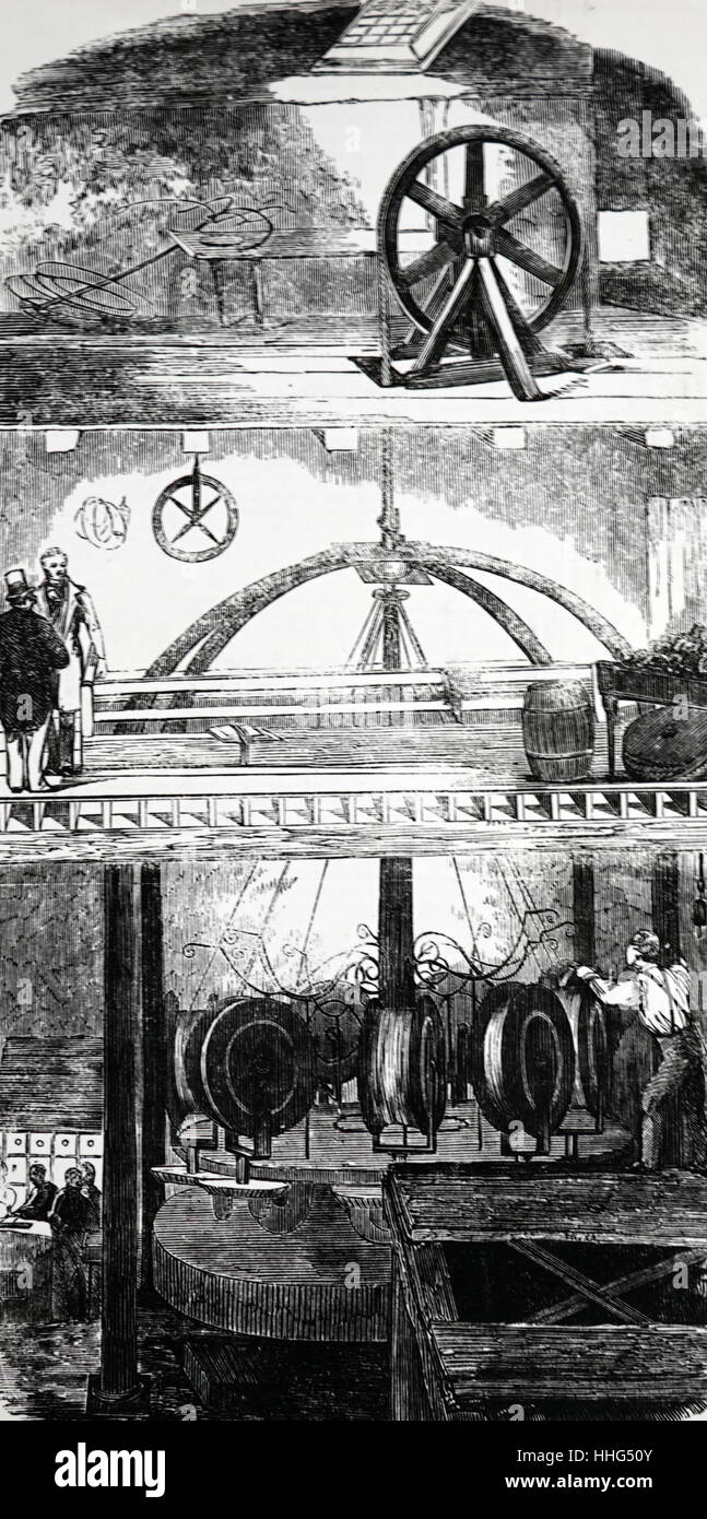 Making the Paris/London submarine telegraph cable at Newall & Company's works, High Street, Wapping. London 17th September 1851 Stock Photo